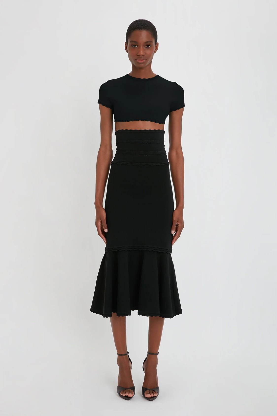 Flared Midi Skirt In Black